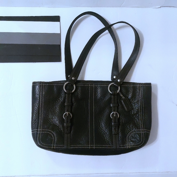 Coach Vintage Black Satchel Pebbled Leather Handbag - Picture 1 of 11